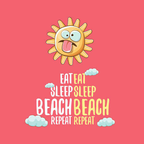 Eat sleep beach summer poster template vector 05