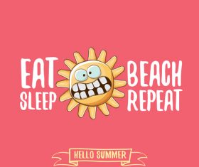Eat sleep beach summer poster template vector 06