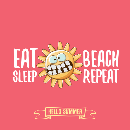 Eat sleep beach summer poster template vector 06