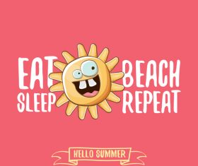 Eat sleep beach summer poster template vector 07