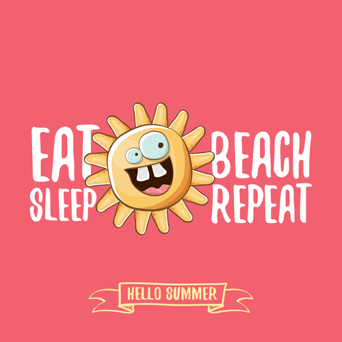 Eat sleep beach summer poster template vector 07