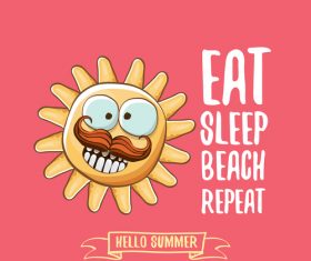 Eat sleep beach summer poster template vector 08
