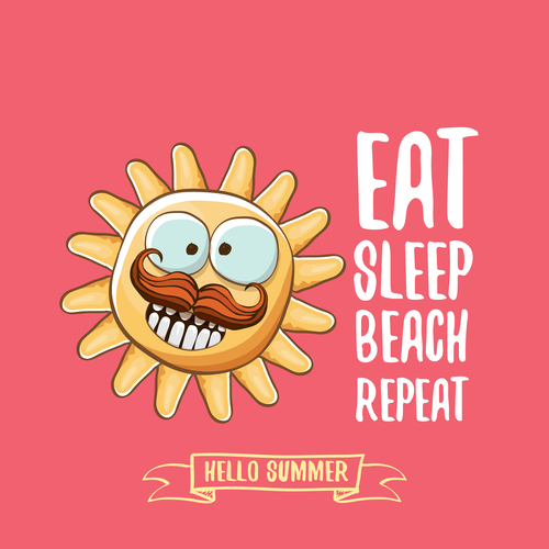 Eat sleep beach summer poster template vector 08