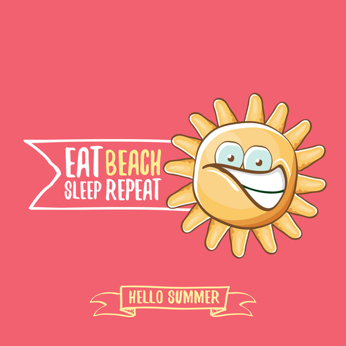 Eat sleep beach summer poster template vector 09