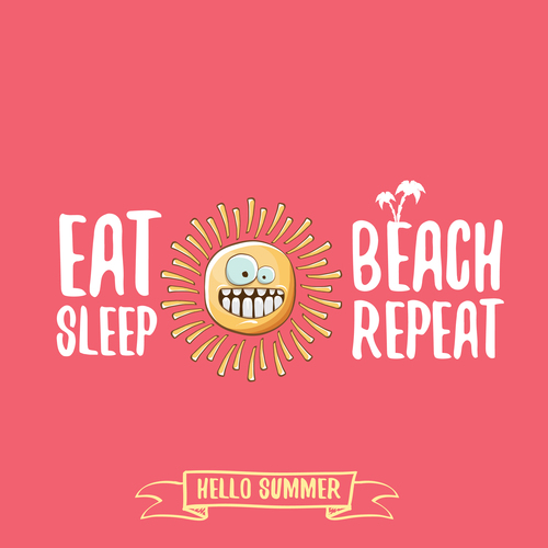 Eat sleep beach summer poster template vector 10