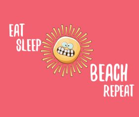 Eat sleep beach summer poster template vector 12