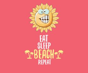 Eat sleep beach summer poster template vector 15