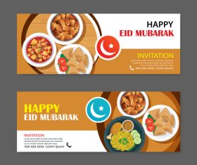 Eid mubarak invitation card template vector 01