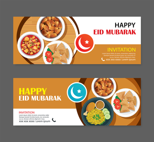 Eid mubarak invitation card template vector 01