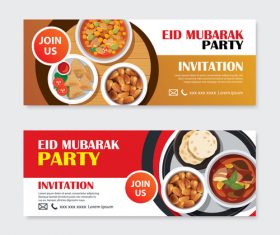 Eid mubarak invitation card template vector 02