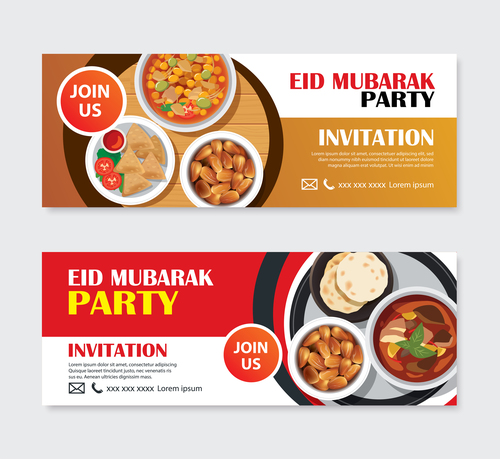 Eid mubarak invitation card template vector 02