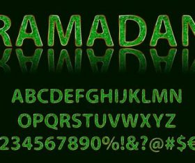 Emerald alphabet and number vector