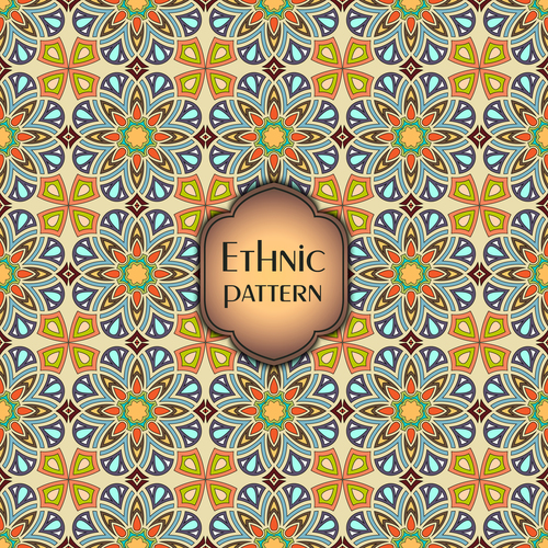 Ethnic seamless pattern template vector 02