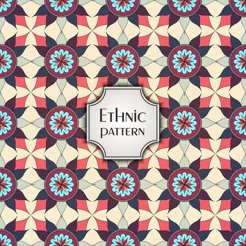 Ethnic seamless pattern template vector 03