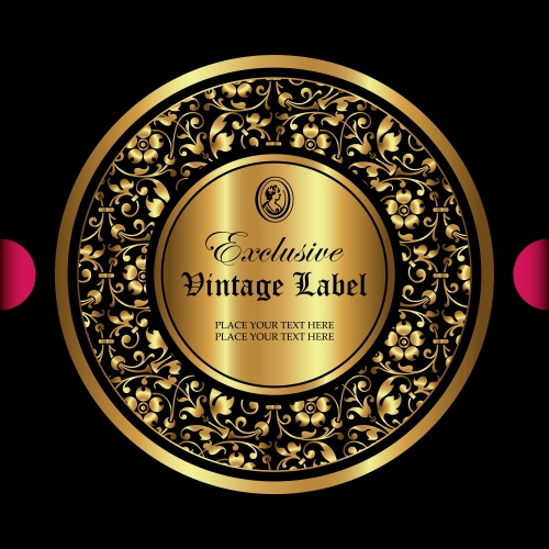 Exclusive vintage gold ornamental label vector 01