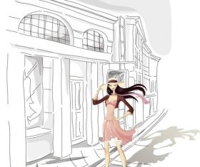 Fashion beauty shopping vector material