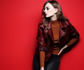 Fashion girl taking cover photo in studio Stock Photo 01