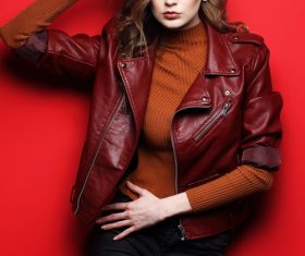 Fashion girl taking cover photo in studio Stock Photo 02