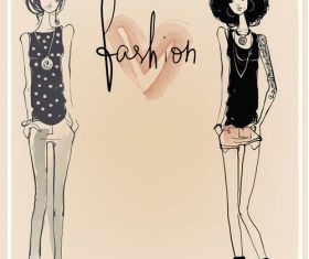 Fashion girl vector material vector