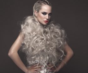 Fashion glamour girl with avant garde hairstyle Stock Photo 01