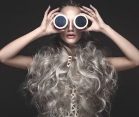 Fashion glamour girl with avant garde hairstyle Stock Photo 04