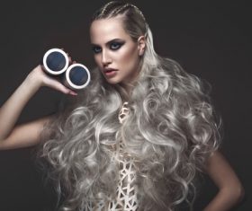 Fashion glamour girl with avant garde hairstyle Stock Photo 07