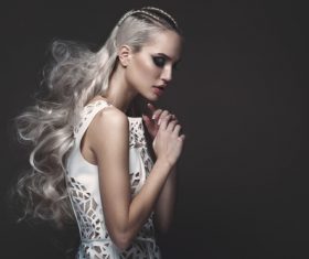 Fashion glamour girl with avant garde hairstyle Stock Photo 08