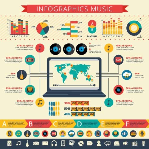 Fashion music infographic template vector