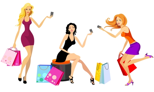 Fashion shopping girls illustration vector 01