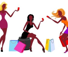 Fashion shopping girls illustration vector 02