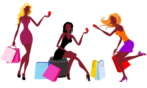 Fashion shopping girls illustration vector 02