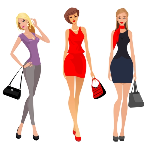 Fashion shopping girls illustration vector 05