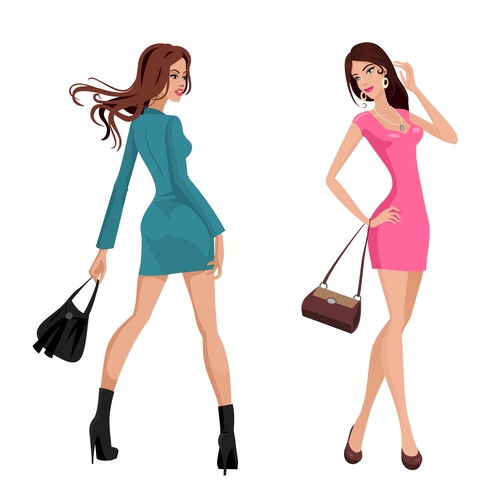 Fashion shopping girls illustration vector 07