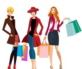 Fashion shopping girls illustration vector 08