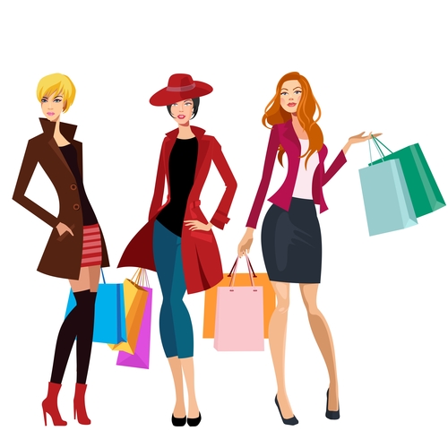 Fashion shopping girls illustration vector 08 free download