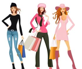 Fashion shopping girls illustration vector 09