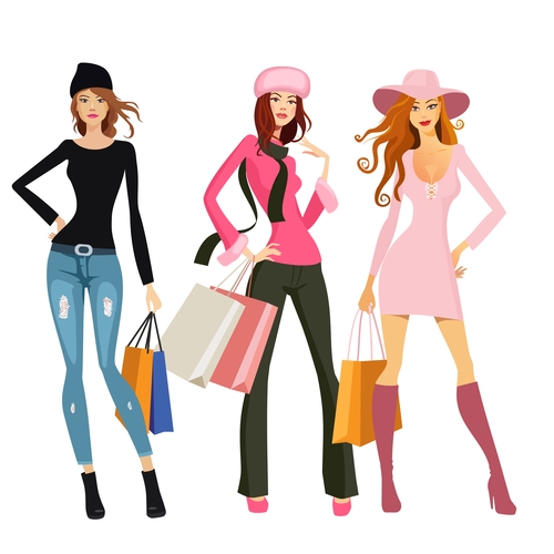Fashion shopping girls illustration vector 09