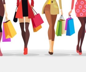 Fashion shopping girls illustration vector 10