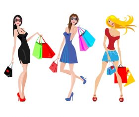 Fashion shopping girls illustration vector 13