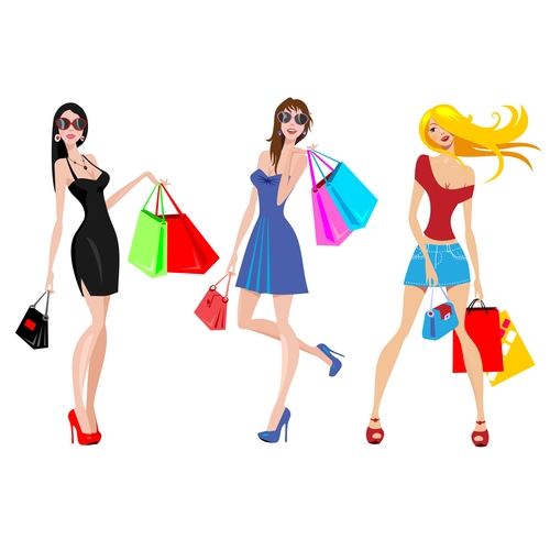 Fashion shopping girls illustration vector 13