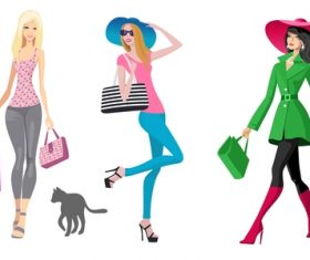 Fashion shopping girls illustration vector 14