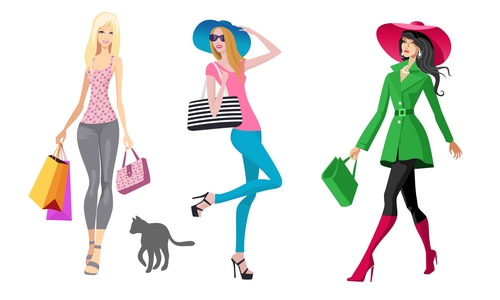 Fashion shopping girls illustration vector 14