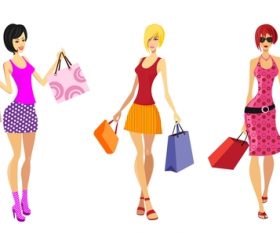 Fashion shopping girls illustration vector 15