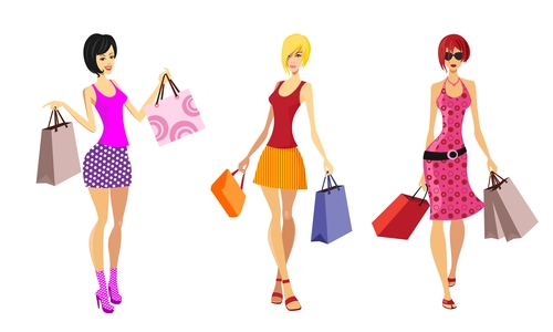 Fashion shopping girls illustration vector 15