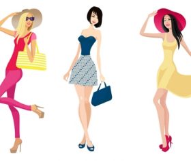 Fashion shopping girls illustration vector 16