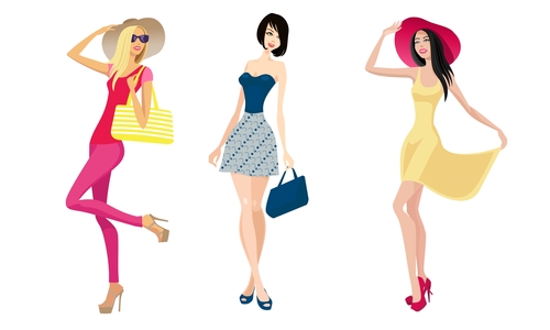 Fashion shopping girls illustration vector 16