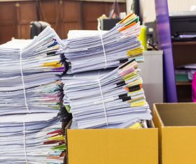 Files stacked in the office Stock Photo