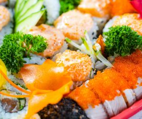 Fish seed sushi platter Stock Photo