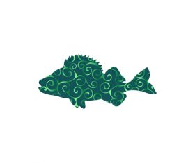 Fish spiral pattern design vector 03