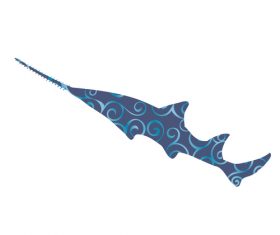 Fish spiral pattern design vector 05